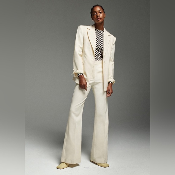 Mango Mng STRAIGHT TROUSERS WITH OPENINGS Ecru Women’s Size US2 EU34 UK6  5960 - Picture 7 of 9